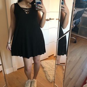 Black Crossed Babydoll Dress